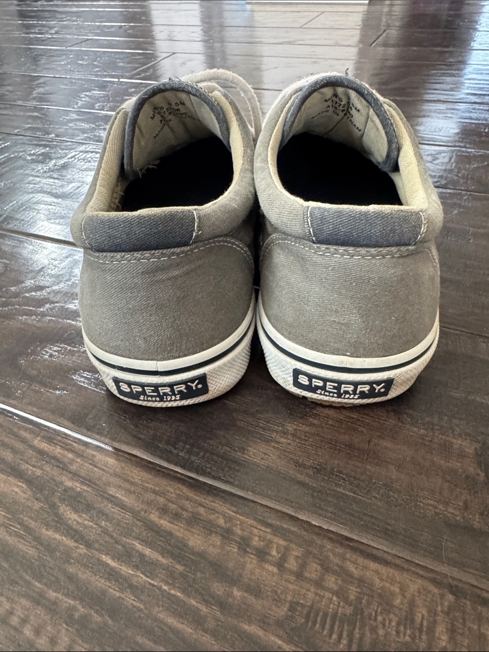 Sperry Men's Gray Canvas Boat Shoes Lace-Up Sneakers - Picture 3 of 5
